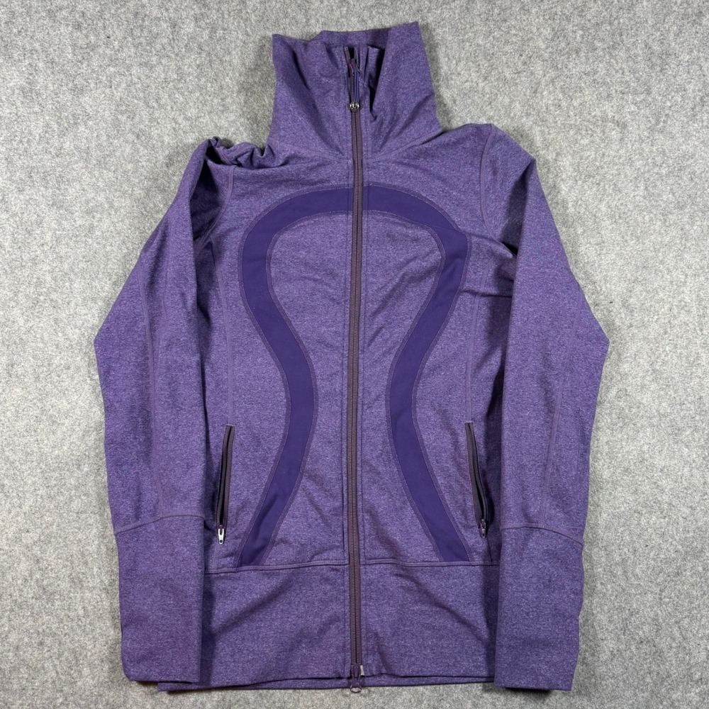 Lululemon In Stride Jacket Womens 6 Purple Heathered Full Zip Thumbholes Slim
